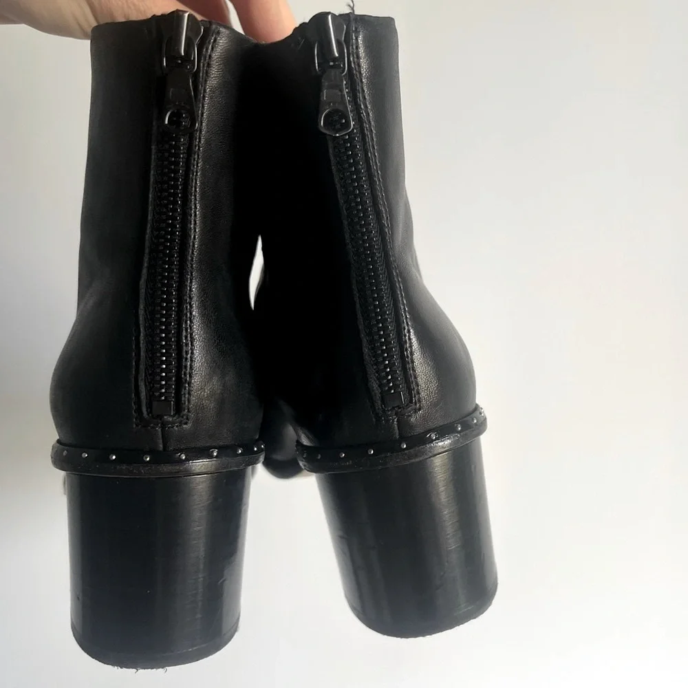 Rag & Bone Willow Studded Black Leather Ankle Boot Size 40